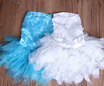 

Pet Dog Wedding Dress Tutu Cat Puppy Princess Skirt Apparel Lace&Sequins Design 5 Sizes 2 Colours