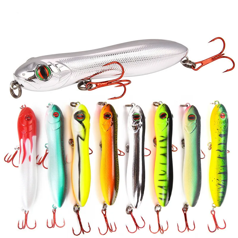 

8Pcs/lot 10.5cm 16.1g Snake Head Pencil Bait Sea Fishing Lure 3D Eyes Plastic Wobbler Floating Crankbait With Artificial Hooks