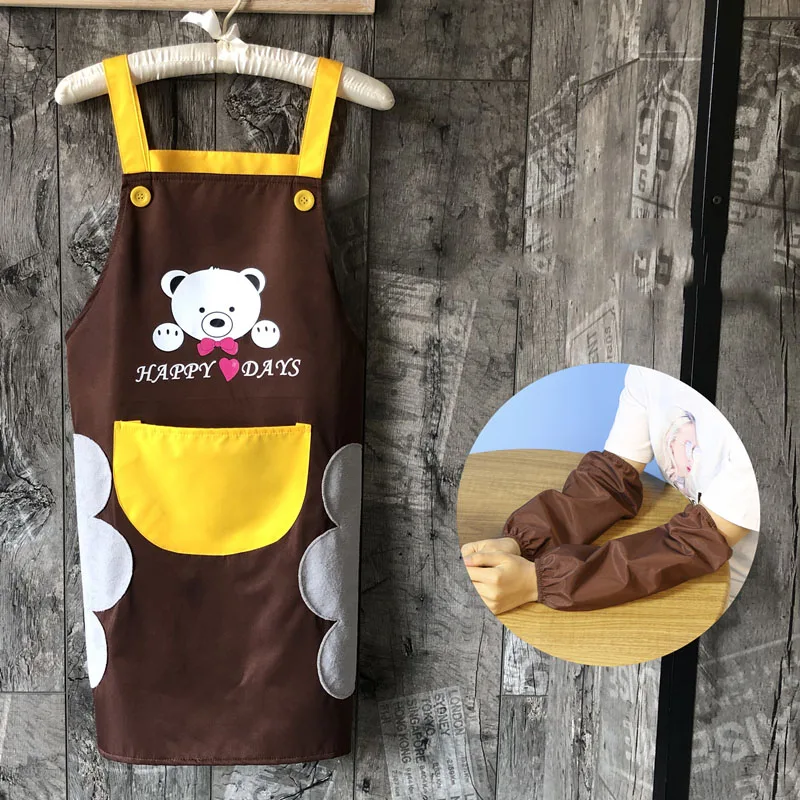 Apron for Women with Hand Wipe Towel Cute Bear Funny Kitchen Apron with Big Pocket Couple Cooking Apron Baking Gardening BBQ