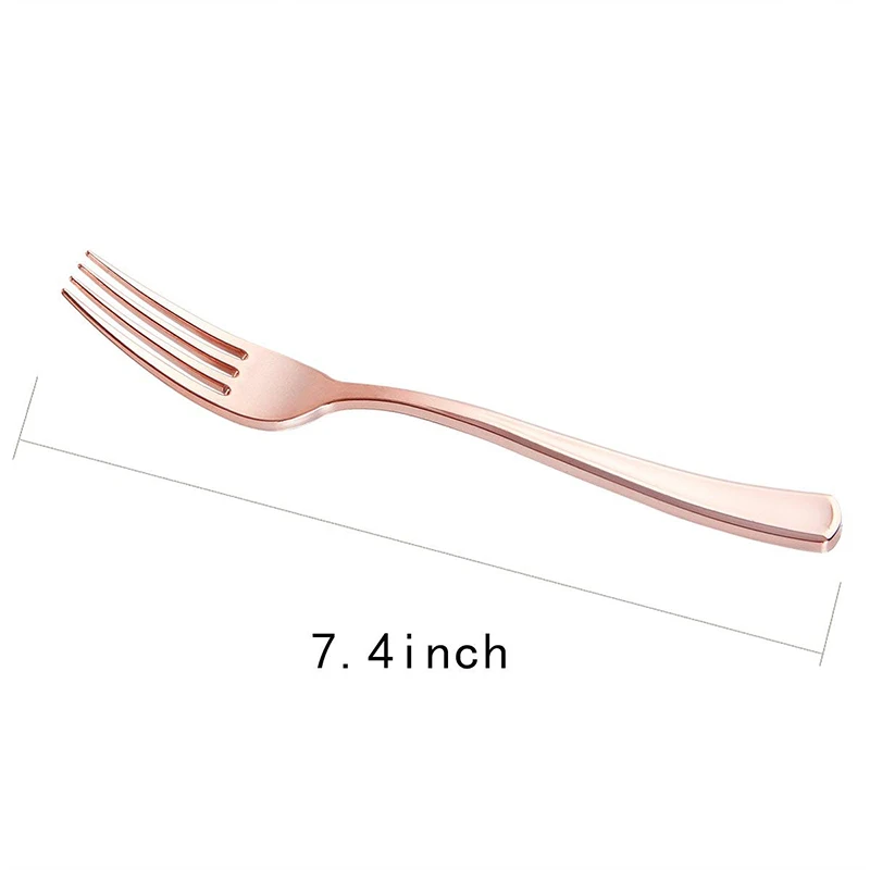 100 pc розовое золото пластиковые Forks7.4inch тяжеловесные одноразовые розовое золото столовые приборы-идеальная пластиковая посуда для вечеринок, свадеб