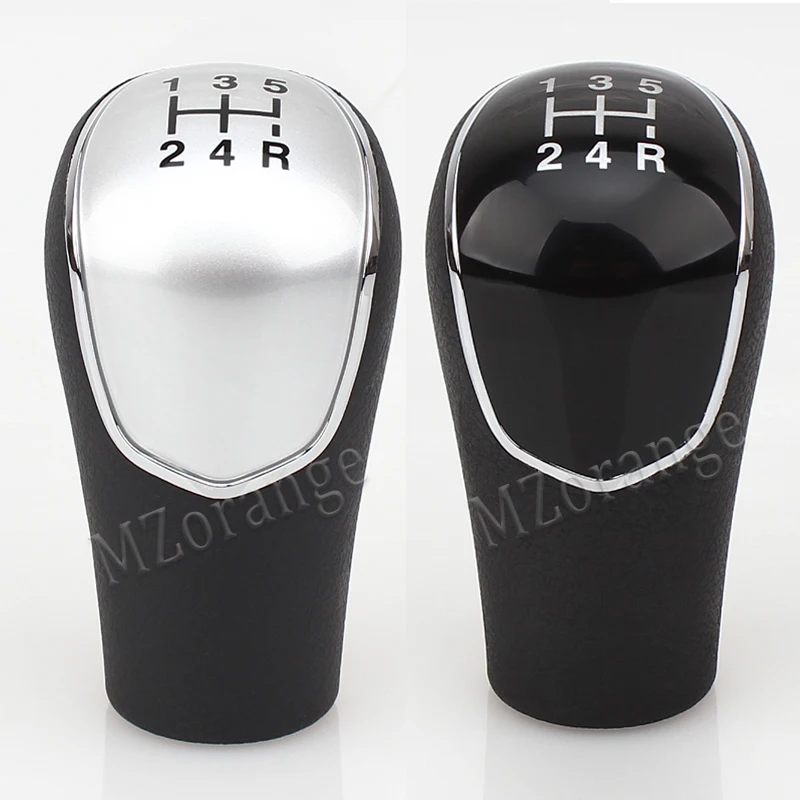 MZORANGE New 5 Speed Leather Chrome Manual Gear Shift Knob For Mazda 6