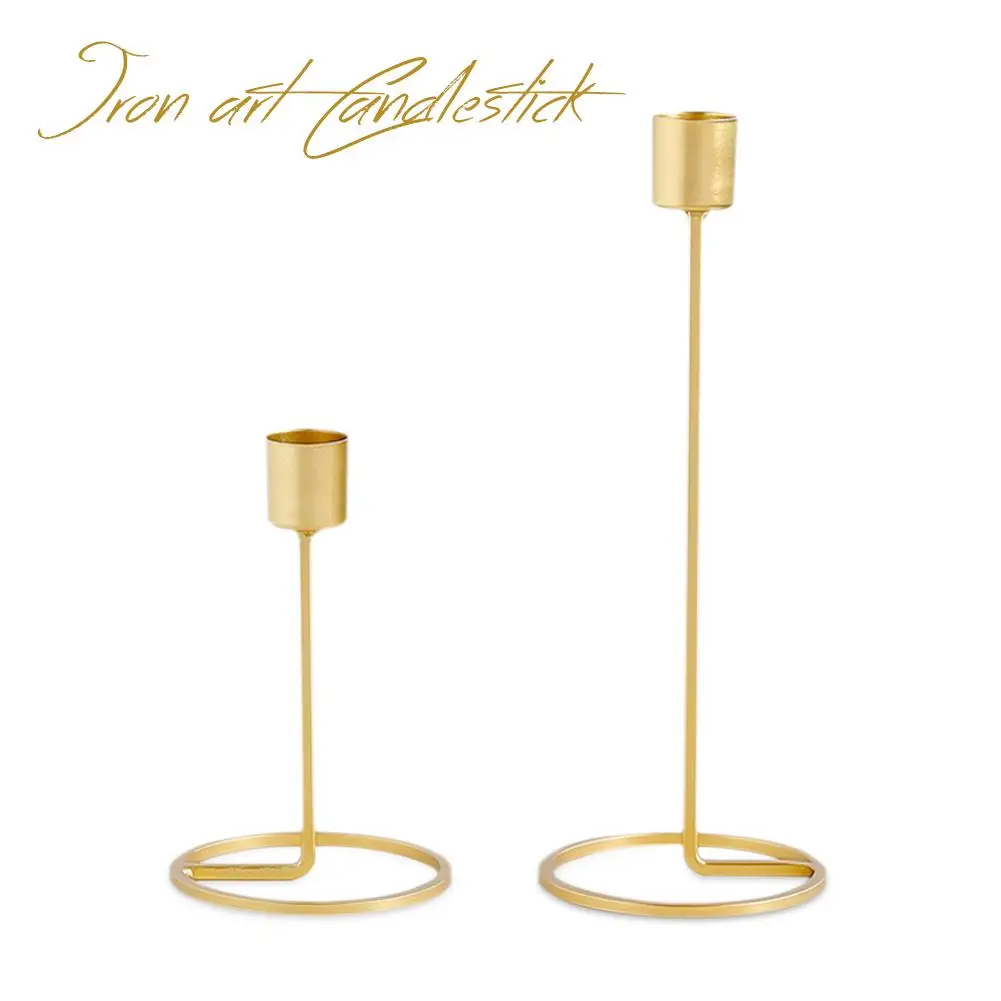 

European Style Candle Holder Gold Single Head Iron 3D Geometric Candlestick Romantic Table Creative Home Jewelry Wedding Decor