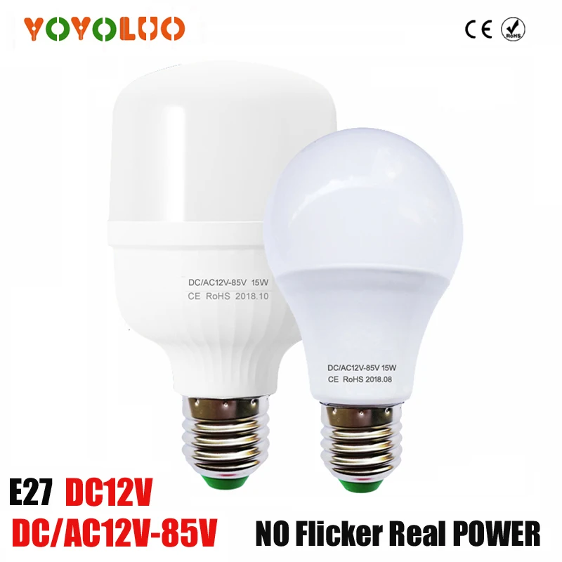 Us 1 05 50 Off Led Bulbs Dc 12v 24v 36v 48v E27 3w 6w 9w 12w 15w Led Lamp 6500k Smd 2835 Home Camping Hunting Emergency Outdoor Light Lamparas In