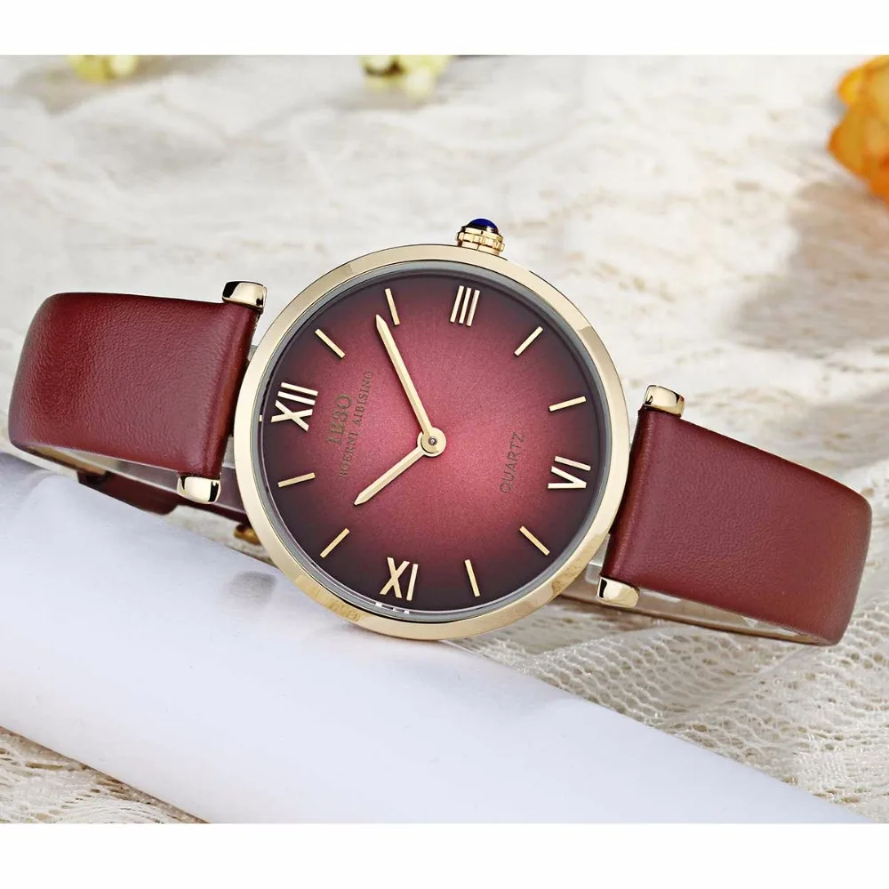 Ibso/boerni aibisino ультра тонкий Часы Женская мода Повседневные часы Водонепроницаемый кожаный ремешок женские часы b2210l