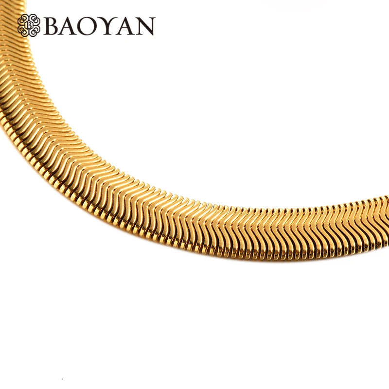 Baoyan браслет из нержавеющей стали золотого цвета для женщин и мужчин, цепочка из змеиной кожи, Роскошные браслеты для женщин, ювелирные изделия в стиле хип-хоп