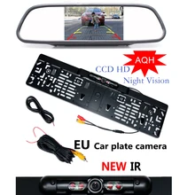 4.3 дюймов автомобиля HD Зеркало заднего вида Мониторы ccd видео светодиодный Ночное видение обращая заднего вида Камера Европейский автомобиль Номерные знаки для мотоциклов Рамки