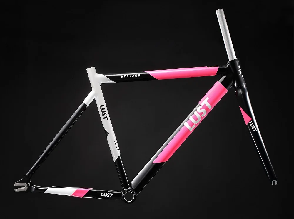 cheap 2017 NEW ARRIVAL FIX GEAR FRAME SET AL6066 EXTRA LIGHT FRAME SET SINGLE SPEED ROAD BIKE FRAME WITH CARBON FORK