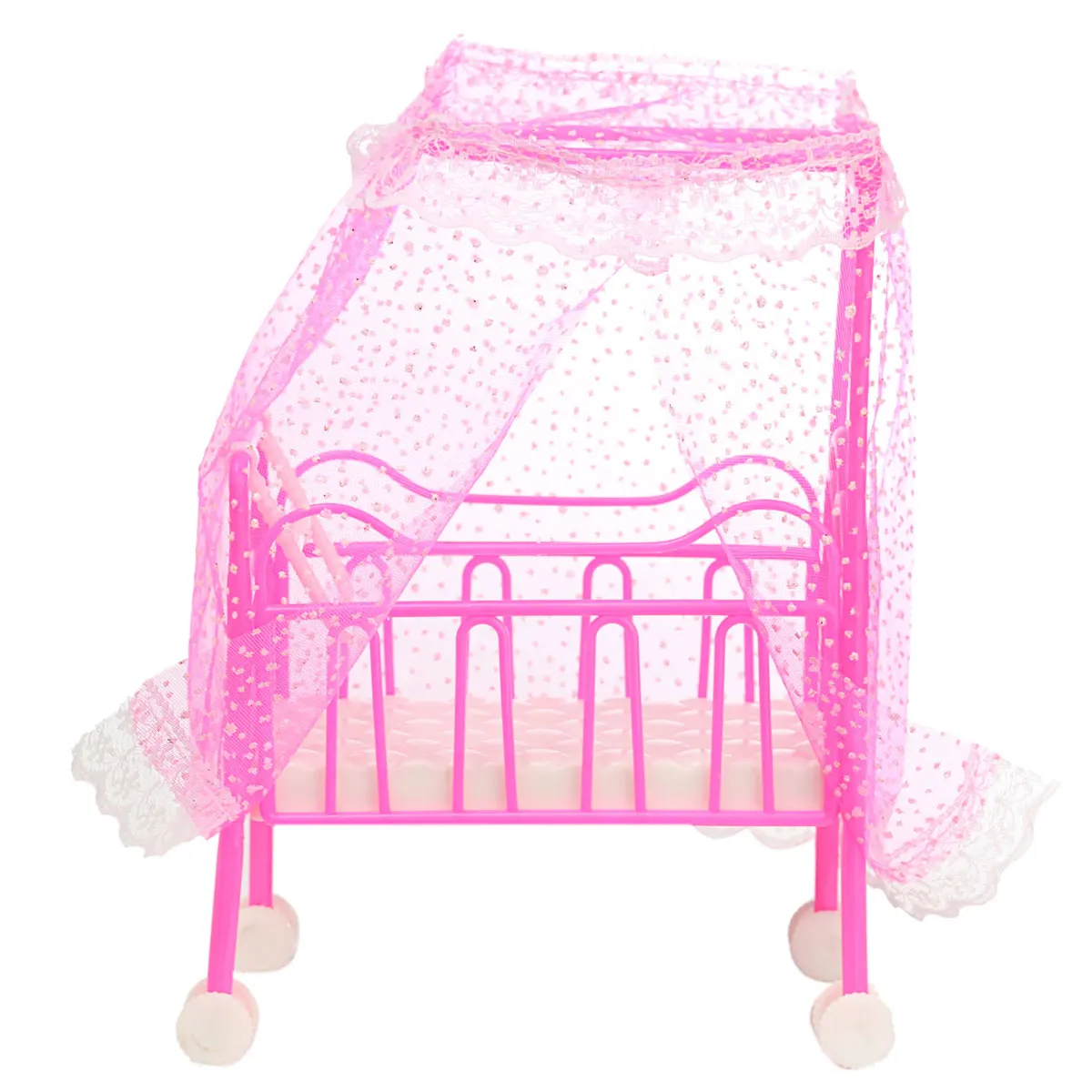 Cute Doll Baby Bed For Princess Dollhouse Plastic Mini Cute Bed Doll House Furniture Toy Fantasy