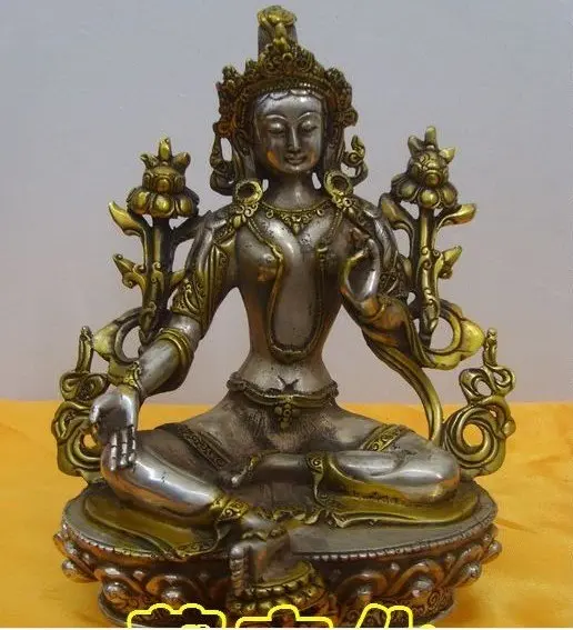 

SYAMA TARA BUDDHA STATUE BRONZE COATED SILVER TIBET SHIPPING