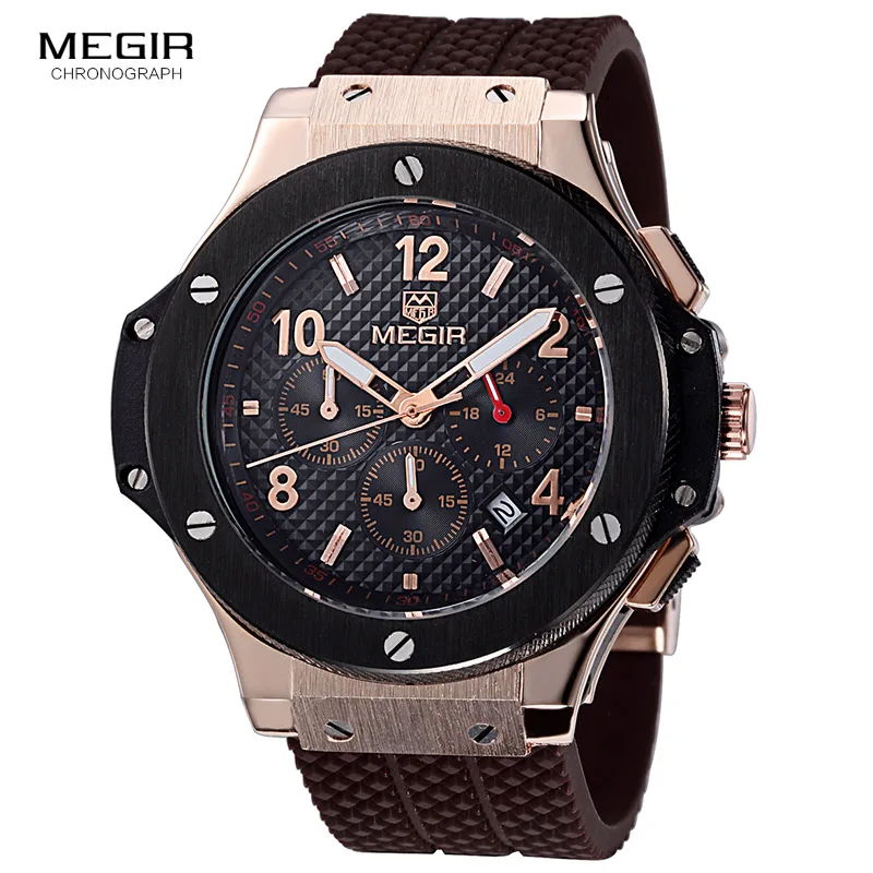 

Megir hot fashion chronograph army quartz watches men luminous military sports silicone watch wristwatch man 3002G free shipping