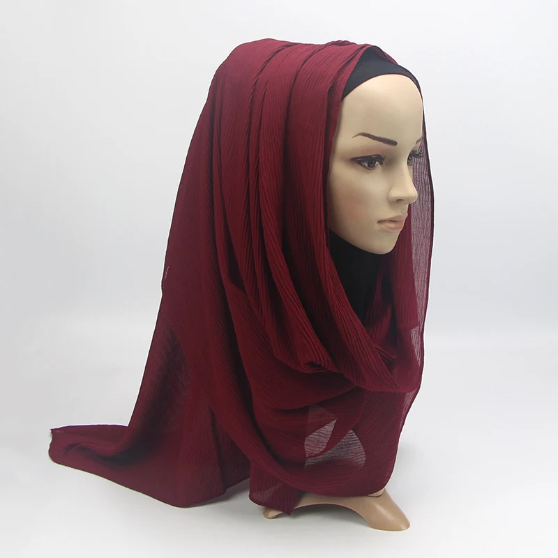 Muslim Scarf Bubble Chiffon Scarf Wrinkle Scarf Women Shawls and