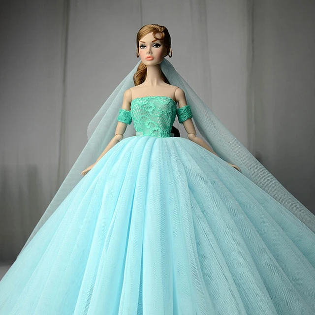 Amazon.com: Barbie Fashion Model Collection Blue Chiffon Ball Gown Doll :  Toys & Games