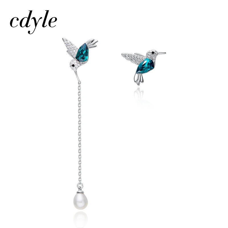 

Cdyle 925 Sterling Silver Bird Earrings Embellished with Crystal Stud Earrings for Women Piercing Oreja