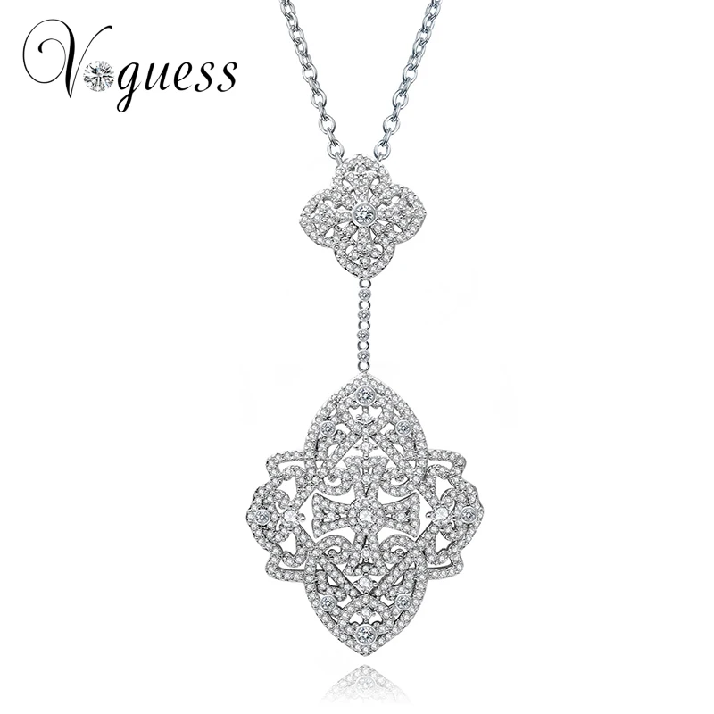 

VOGUESS Jewels Luxury Clear Cubic Zirconia Pendant Necklaces New Fashion Sparkling Elegant Heart&Cross Jewelry for Women