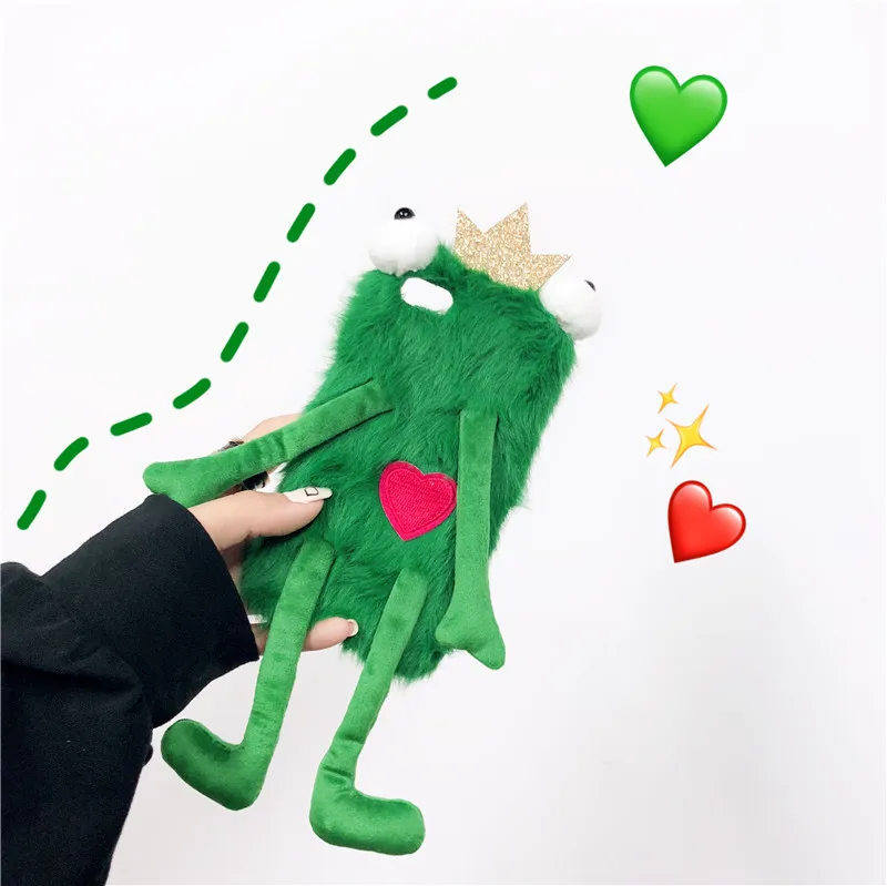 Aoweziic Creativity plush cartoon frog 6s X XS MAX mobile phone case for iphone7 8plus XR soft shell female