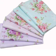 3 шт. Фиолетовый Розовый Синий принт цветок саржа чистая хлопковая ткань DIY покрывало наволочка занавес antependium 40 см* 50 см