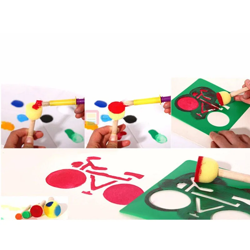 Горячие DIY деревянный губки для рисования краска для граффити кисточки для детей игрушки рисования 4 размера/комплект