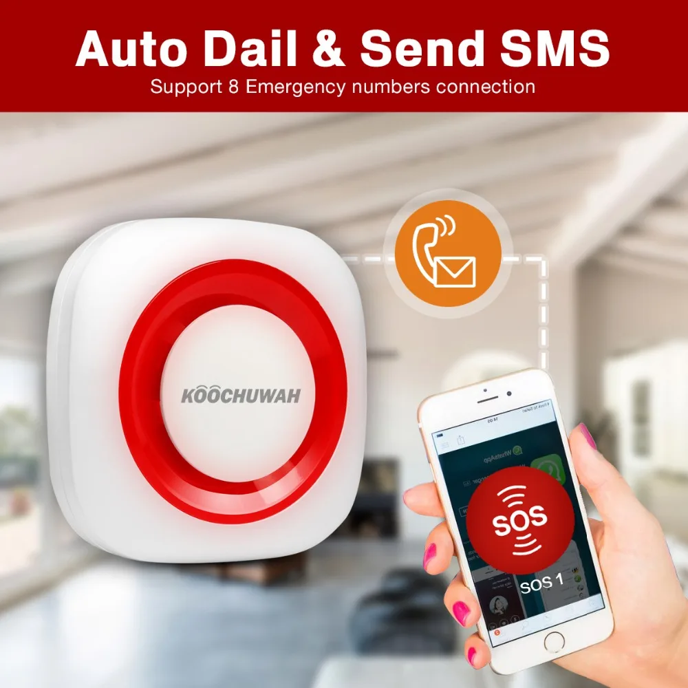 Alarm Systems Security Home Wireless Home Safety GSM Alarm with SOS Panic Button and Water Sensor Alarm for Security Auto Call