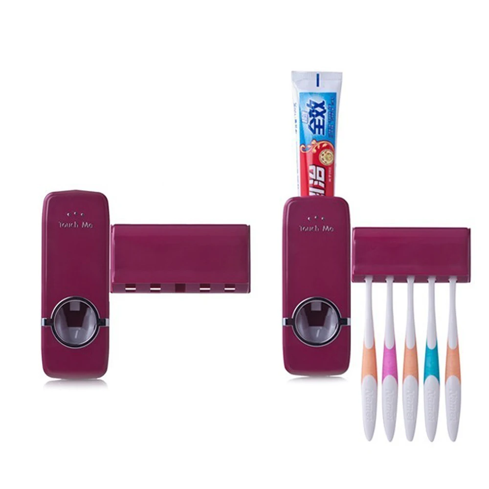 Automatic Toothpaste Dispenser Toothbrush Holder Set Wall Mount