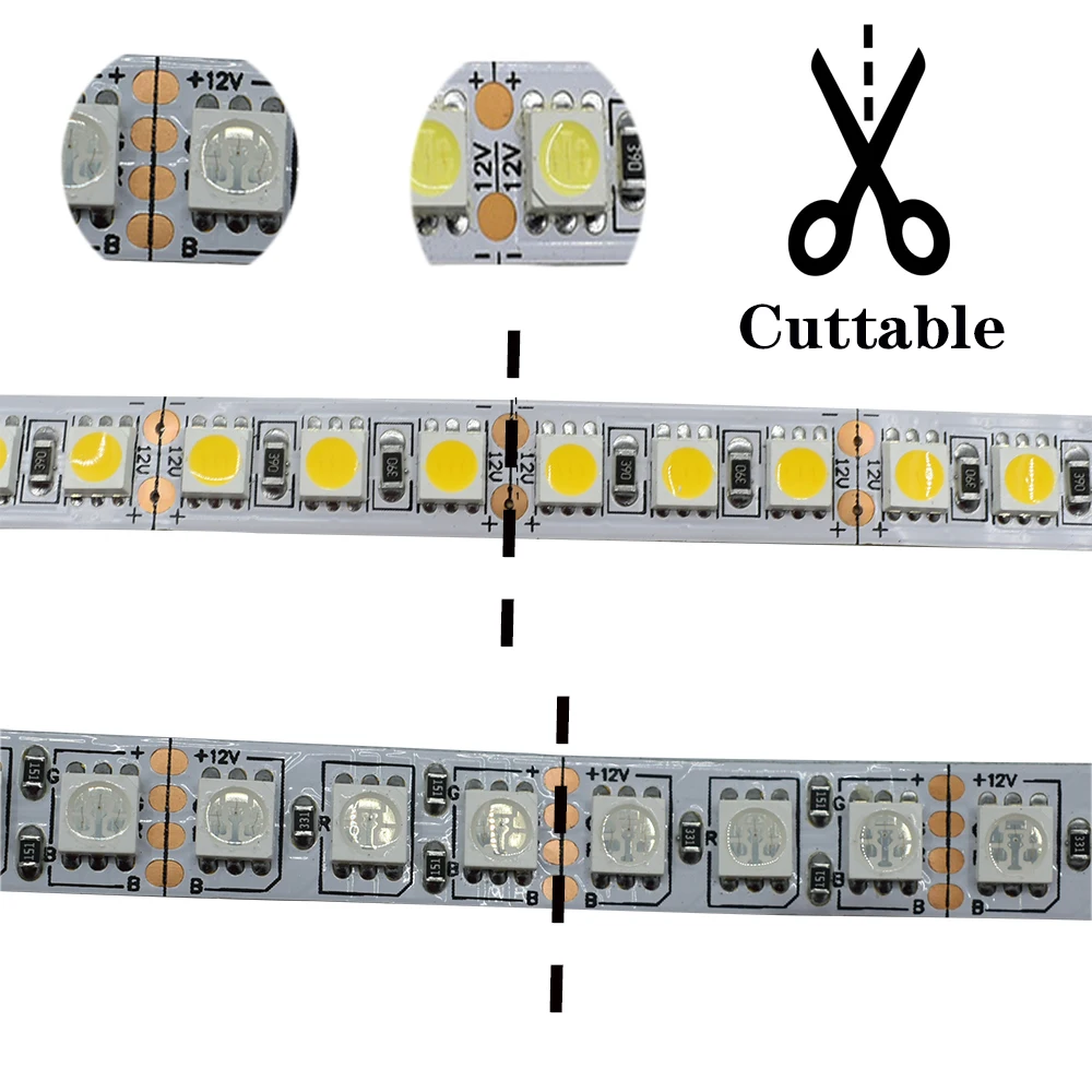 SMD 5050 одноцветная/RGB Светодиодная лента 2 м 3M 5 м DC 12 В рассеянный 120 светодиодный/м светильник лента для ТВ фона домашний автомобильный светильник ing украшение