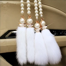 Лисий Мех автомобиля кулон маленький ангел Подвеска для зеркала заднего вида высокого класса алмазные Автомобильные украшения кулон