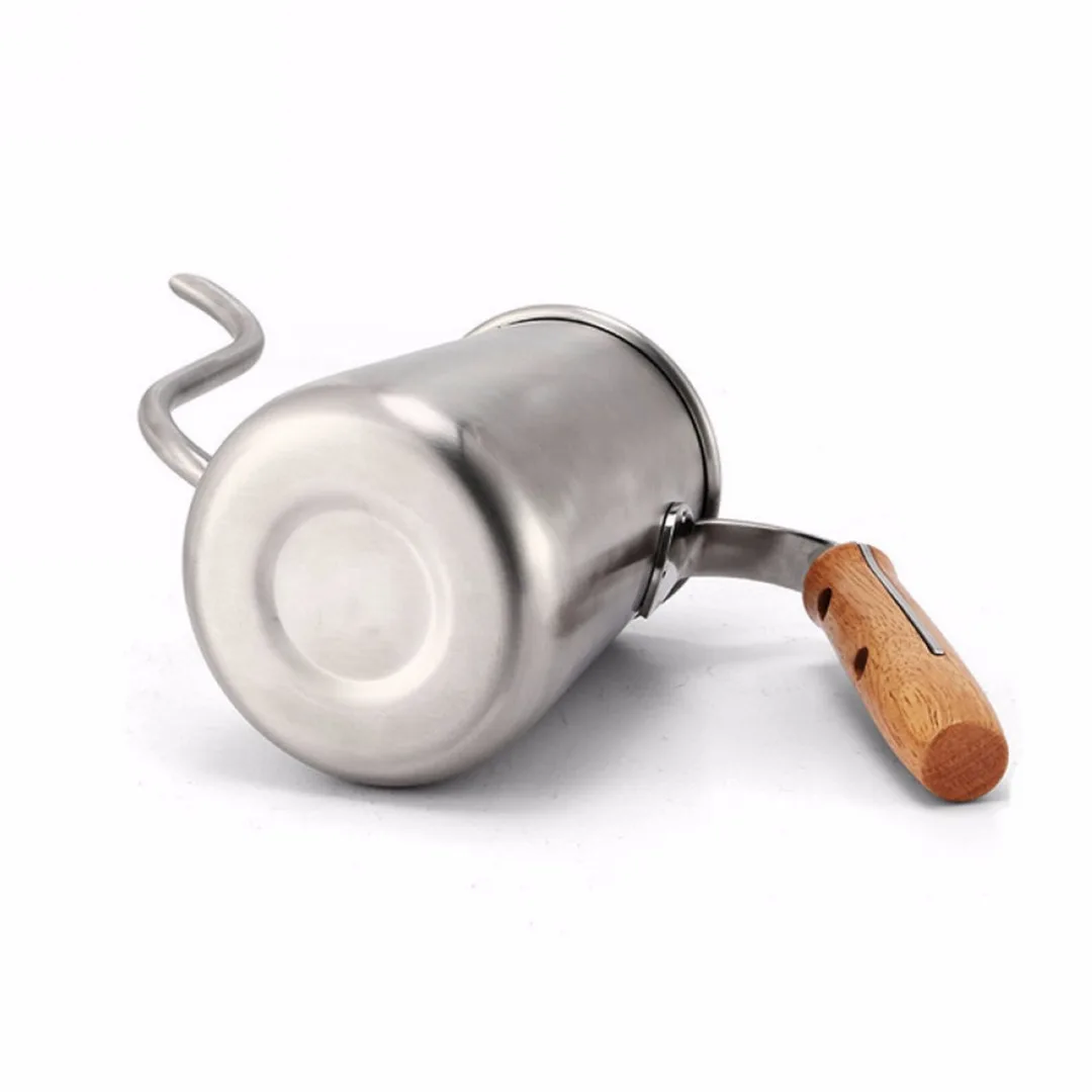 JX-LCLYL Stainless Steel 650ML Tea Kettle Drip Coffee Pot Pour Gooseneck Wood Handle