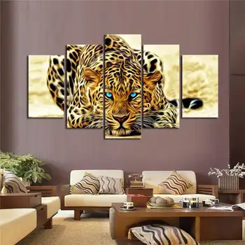 

5 Piece Abstract Leopards Modern Home Wall Decor Canvas Picture Art Hd Print Painting Set Of 5 Each Canvas Arts Unframe