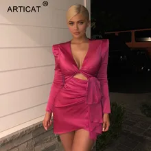 Articat Sonbahar Katı Seksi Kadın Parti Elbise Moda Hollow Out Bodycon Bandaj Mini Elbise Kylie Jenner Gece Kulübü Elbise Vestidos