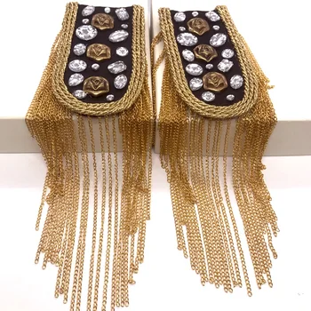 

Men and women clothing accessories /Blazer epaulet /should epaulette/charretera kpop handmade fringed/tassel metal punk badge