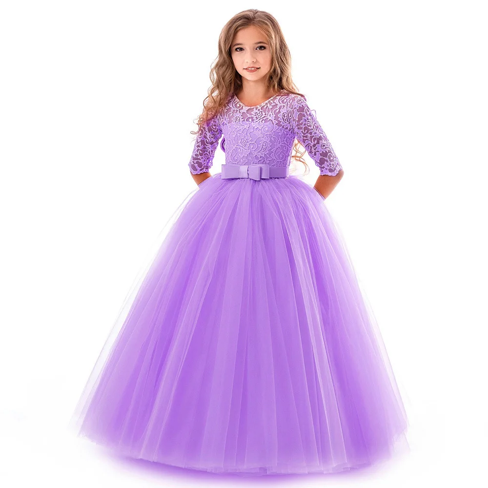 Свадебное платье для девочек; высококачественные рождественские детские платья для девочек; вечерние платья принцессы для малышей; вечерние платья для подростков - Цвет: Purple