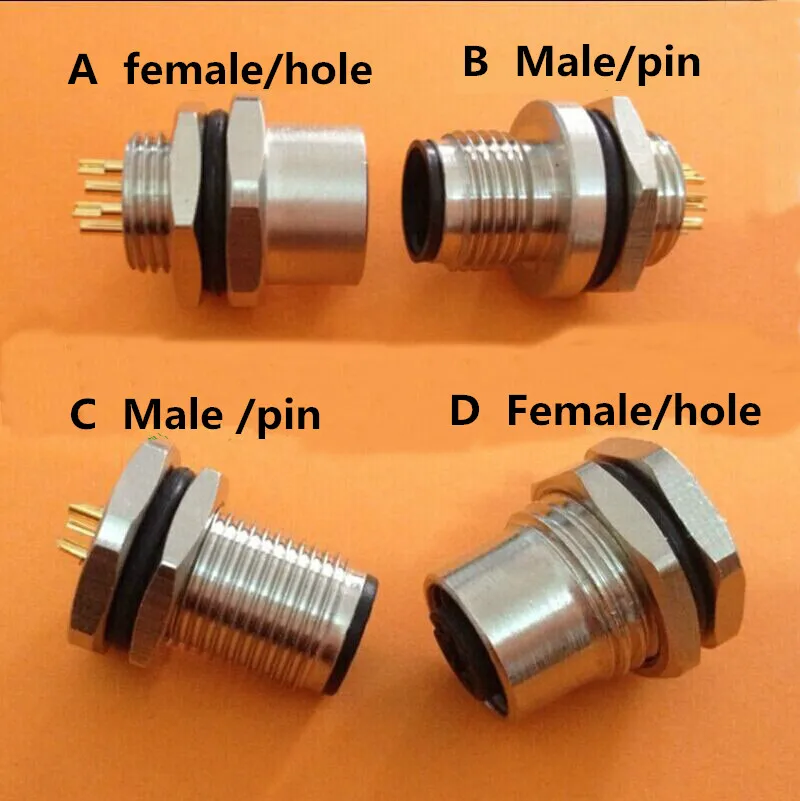 

M12, 4pin 5pin 8pin locking Connectors Aviation Plug Socket Male & female Wire Panel Connector Adapters Adaptor