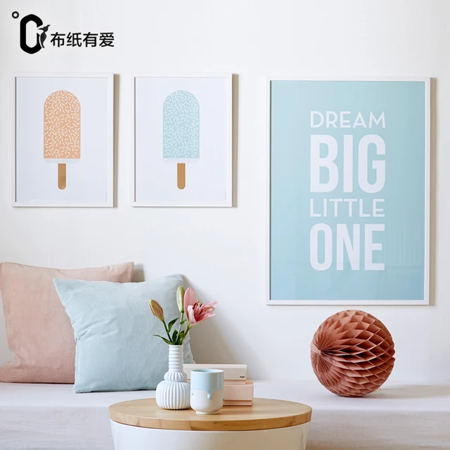 Ice cream Nordic lukisan gadis kidsroom bedroom lukisan 