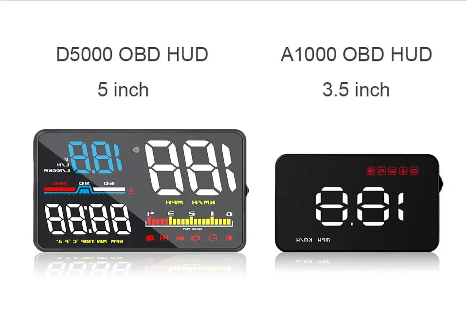 Alarme de Combustível Medidor de Velocidade Obd do Carro 5 Obd2 Cabeça up Display Hud Velocímetro Digital Brisa Projetor Fadiga a8 A1000 7 5 carro hud obd obd2 cabeça up