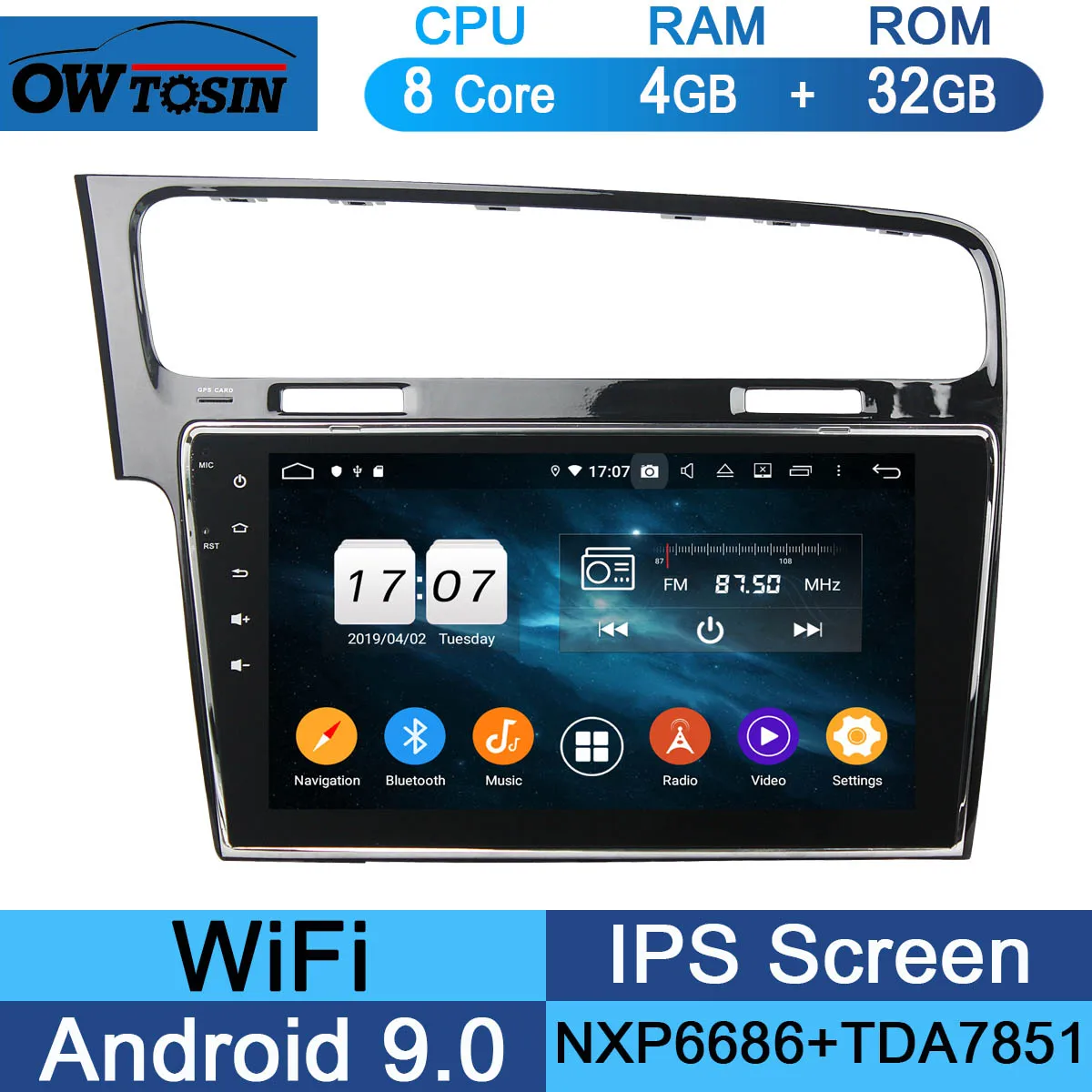 10," ips 8 ядерный 4G+ 64G Android 9,0 автомобильный dvd-плеер для Volkswagen Golf 7 VII VW Golf MK7 R 2013- gps Радио DSP CarPlay Parrot - Цвет: 32G