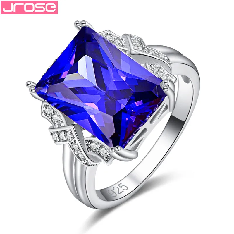 JROSE новые кольца для женщин королевский синий зеленый серебряный цвет