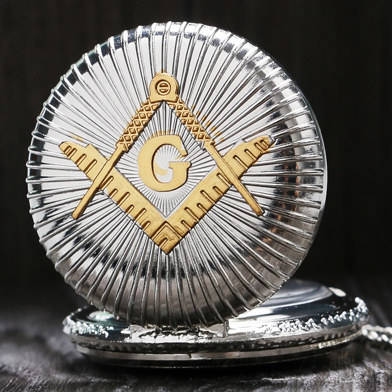 Модные Роскошные масонские Freemason Freemasonry винтажные серебряные аналоговые кварцевые карманные часы с цепочкой для женщин и мужчин подарки