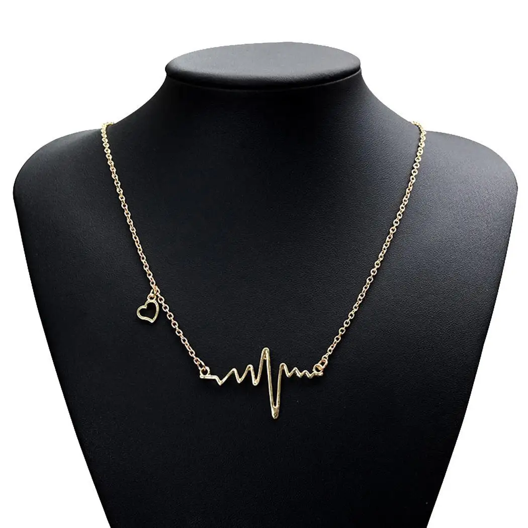 Heartbeat Necklace Electrocardiogram Jewelry Women Pulse Charm Pendant