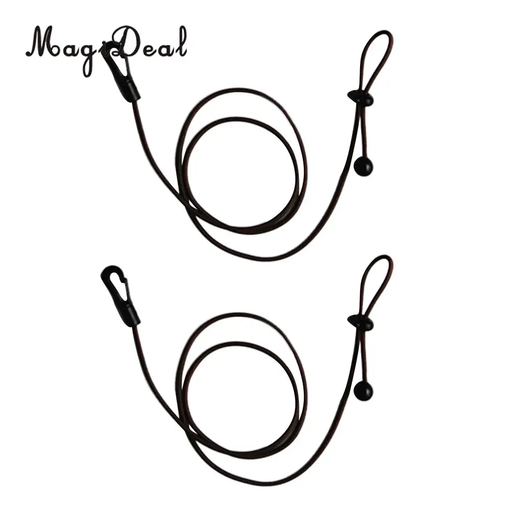 MagiDeal 2 Pieces 1.2m Elastic Kayak Paddle Leash Bungee Fishing Rod Lanyard Orange/Coffee