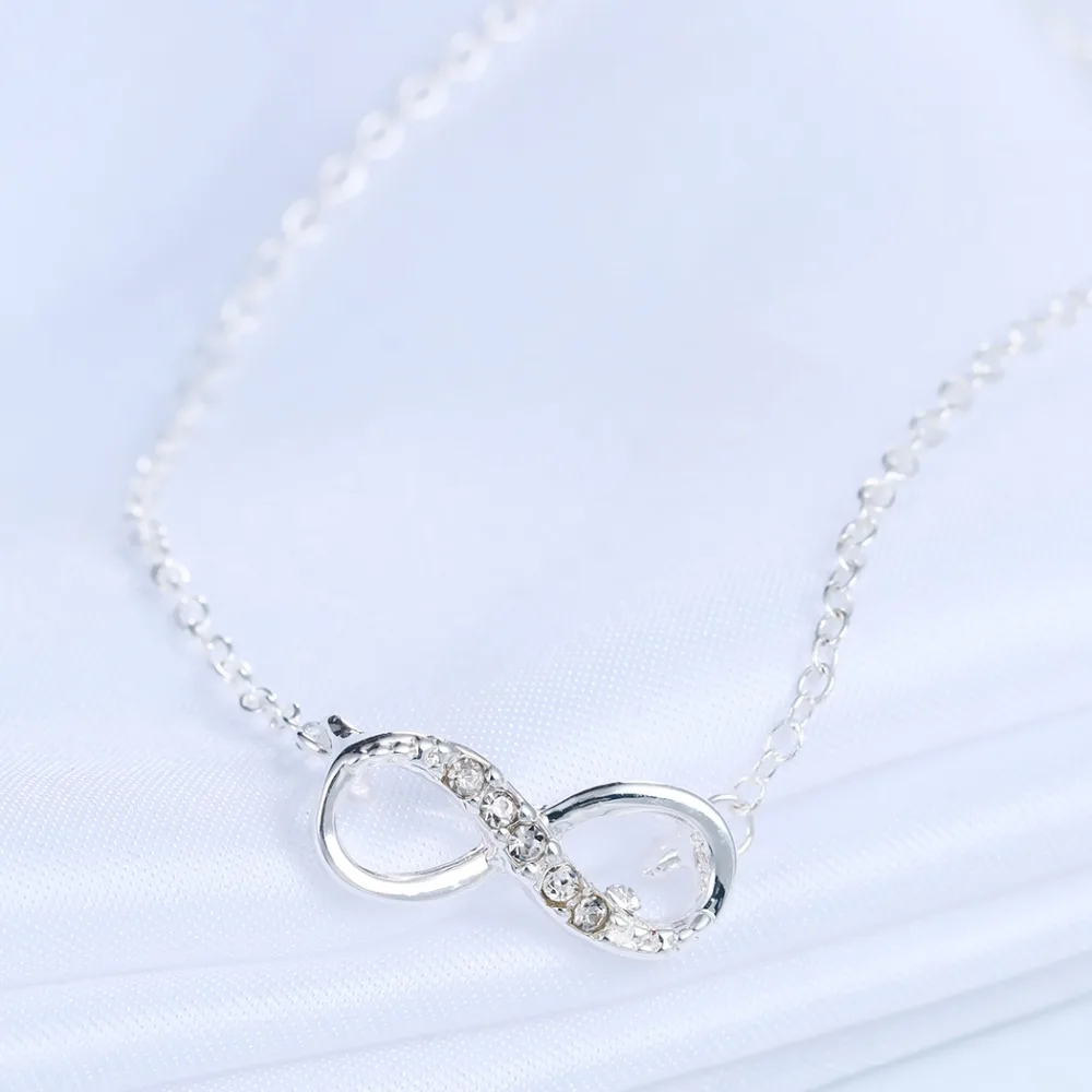 Chereda золото покрытый серебром крошечный ожерелье с кулоном «бесконечность» прекрасный символ обещания Шарм для женщин лучшее ожерелье s подарок