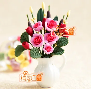 

Mini dollhouse Mini-furniture model accessories plant beautiful beauty of the Rose