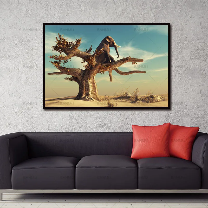 

Canvas painting morden Abstract Modular painting print picture decoration for home elephant Animal trees wall art Without Frame