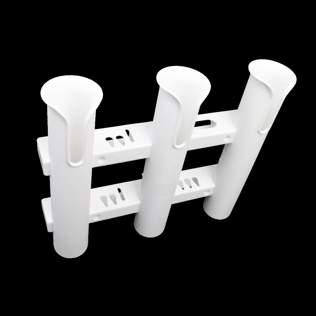 Boat Fishing Vertically Mounted PP 3 Pole Rod Holder Storage Rack with 4 Mounting Screws White