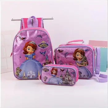 

Fashion Kids Girls Cartoon Elsa Princess Schoolbags Cute Kids Backpacks Children School bag 3 Piece Set