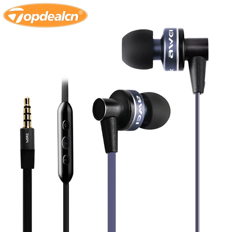 

Wired Headset 3.5mm Jack Noise Reduction In-ear Earphone With Mic 1.2m Cable Volume Control For Android Smartphone Awei ES-90vi