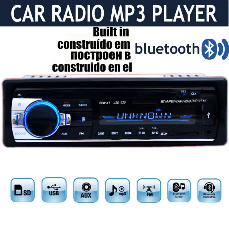 2016 12V Car Stereo FM Radio MP3 Audio Player built in Bluetooth Phone with USB SD MMC Port Car radio bluetooth In-Dash 1 DIN audio-player : image 2016 12V Car Stereo FM Radio MP3 Audio Player built in Bluetooth Phone with USB SD MMC Port Car radio bluetooth In-Dash 1 DIN audio-player