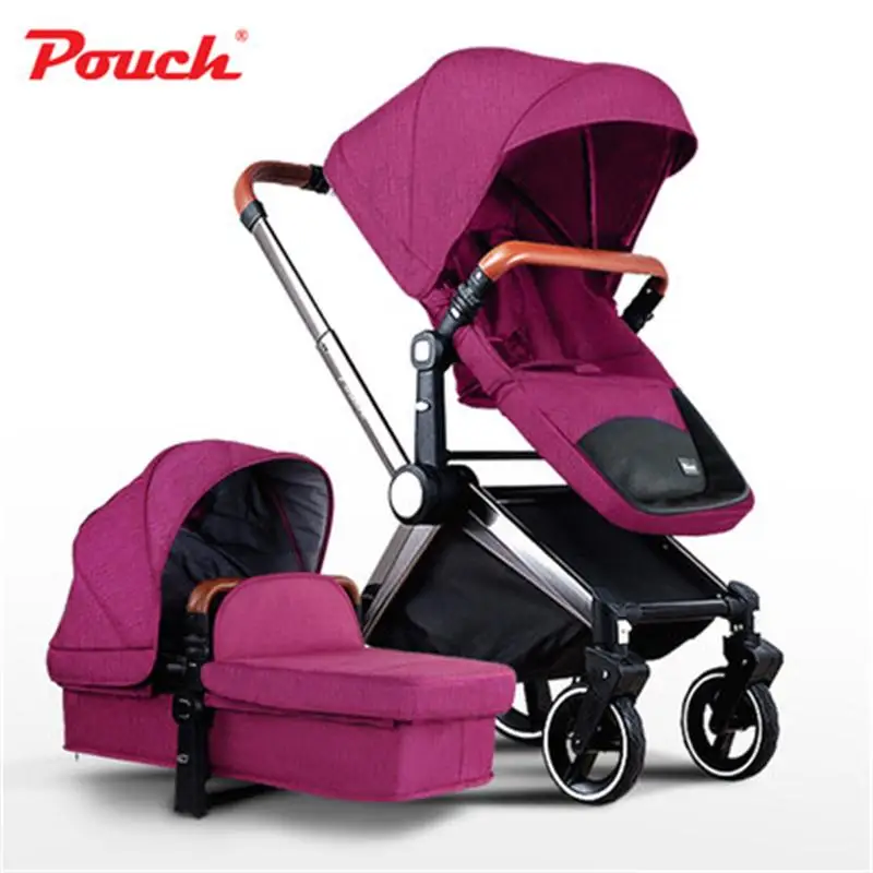 Adorbaby PouchP88 Роскошная детская коляска складная детская коляска с высоким обзором для сидения и лежания для новорожденных четырехколесных транспортных средств 6 вариантов