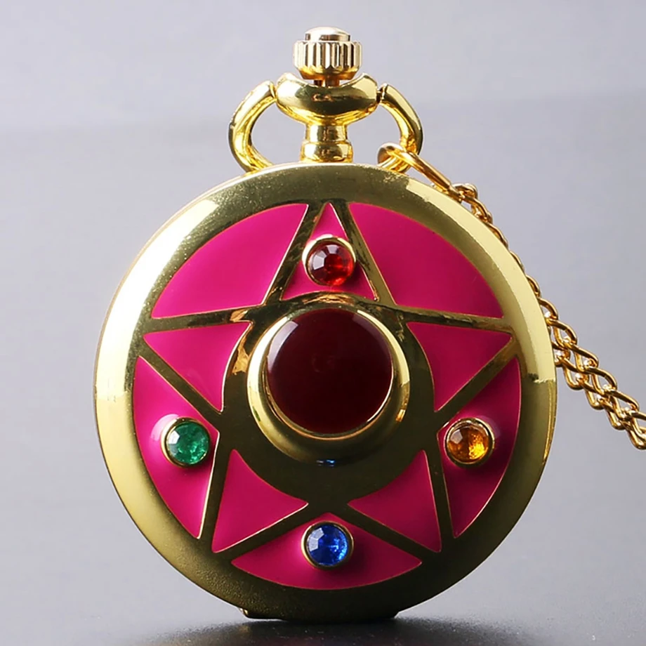 Для женщин Карманные часы открытым лицом римскими цифрами Fobs часы Цепочки и ожерелья цепи пять звёзды часы кулон подарок на Рождество для