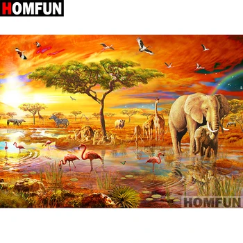 

HOMFUN Full Square/Round Drill 5D DIY Diamond Painting "African elephant" Embroidery Cross Stitch 5D Home Decor Gift A07199