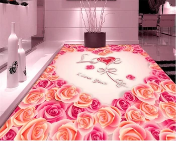 

beibehang Romantic personality PVC rose petals 3D floor painting suitable for fashion decorative papel de parede 3d wallpaper