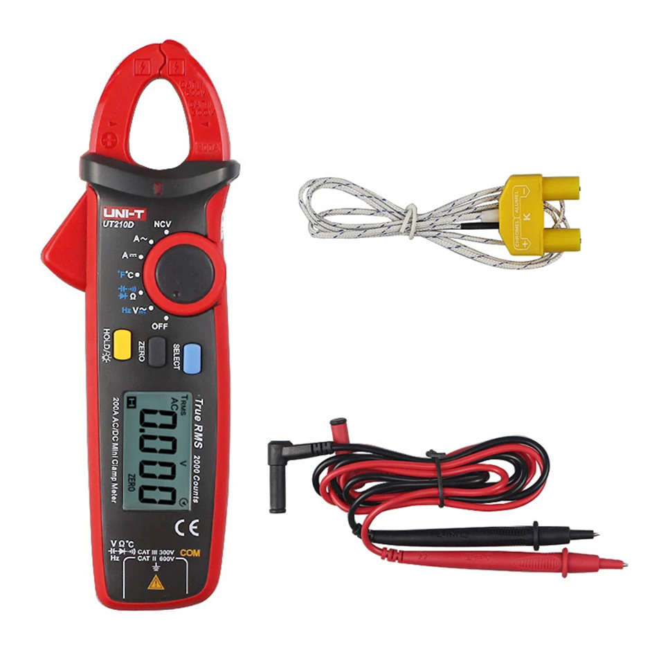 

UNI-T UT210D Digital Clamp Meter Multimeter AC/DC Current Voltage Resistance CapacitanceTemperature Measurement Auto Range